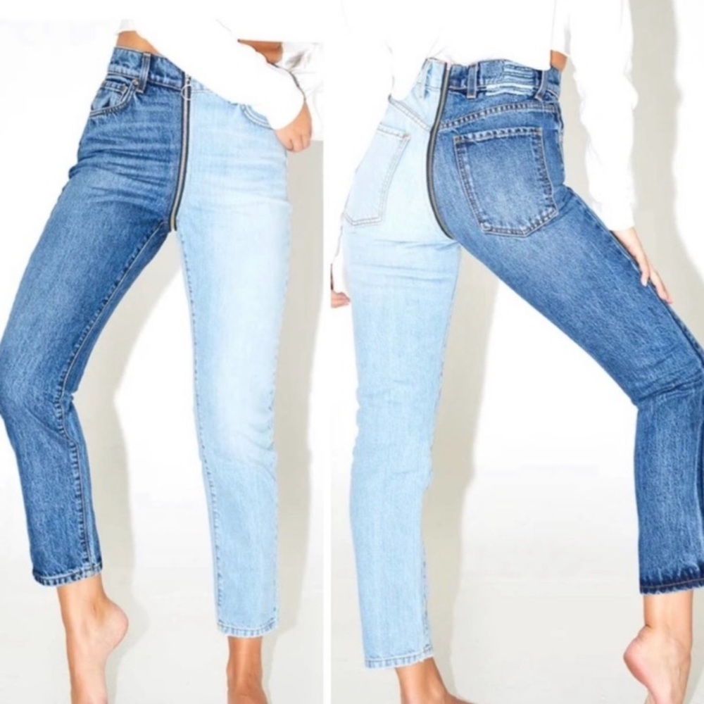 NWOT Yin Yang Two Tone Zipper Denim Jeans